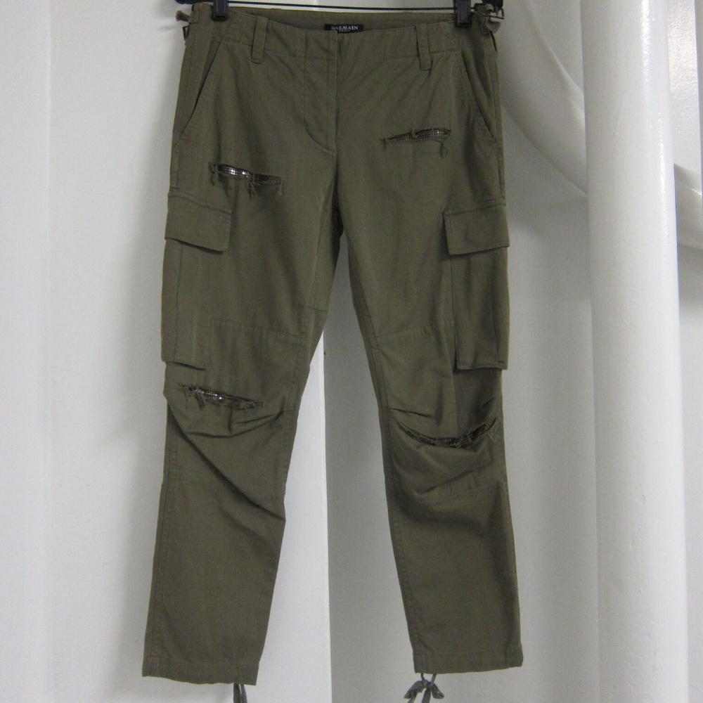 Balmain Army Green Cargo Pants